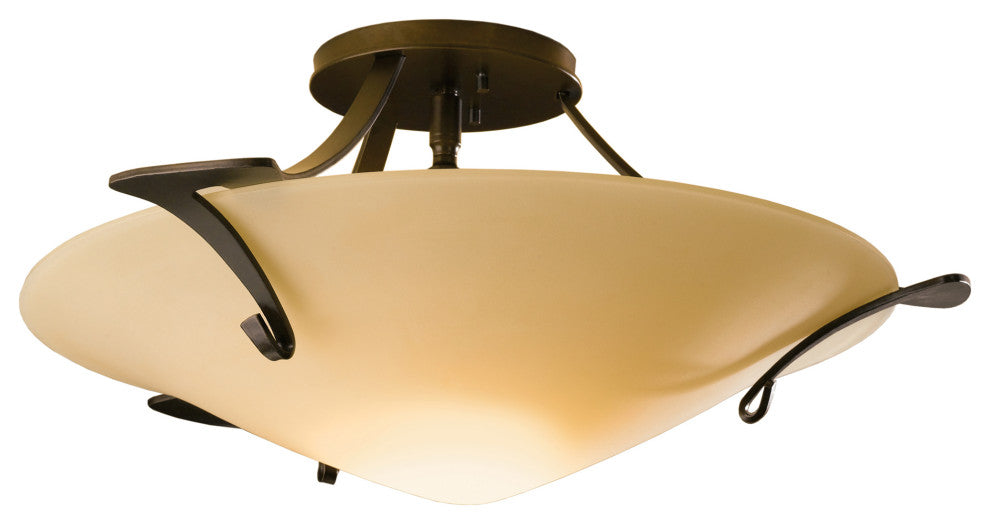 Antasia Semi-Flush, Bronze Finish, Sand Glass