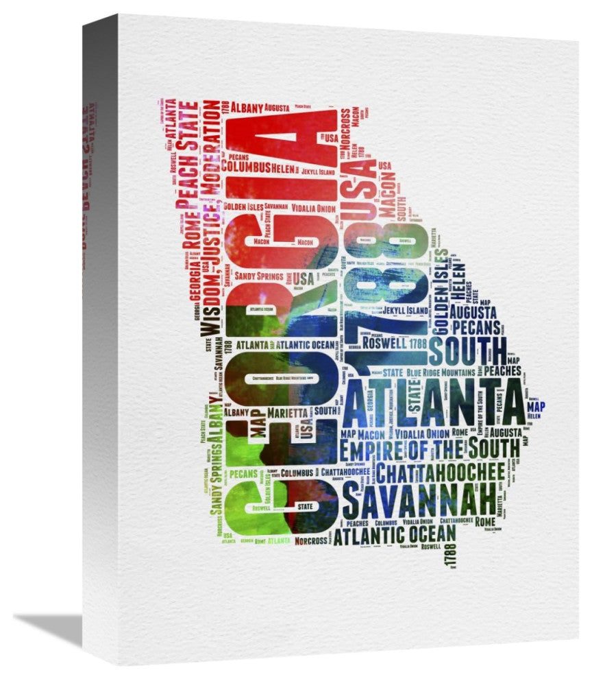 "Georgia Watercolor Word Cloud" Fine Art Print