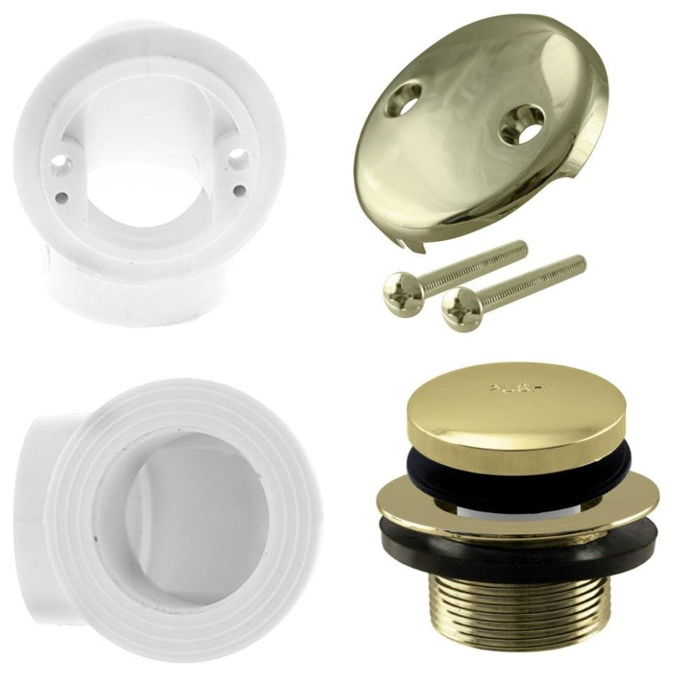 Tip Toe Sch. 40 PVC Plumber'S Pack With Two-Hole Elbow In Polished Brass