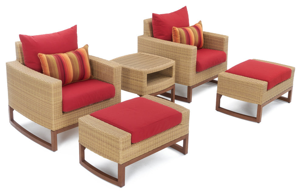 Mili 8 Piece Sunbrella Outdoor Patio Deep Seating Set, Scarlet