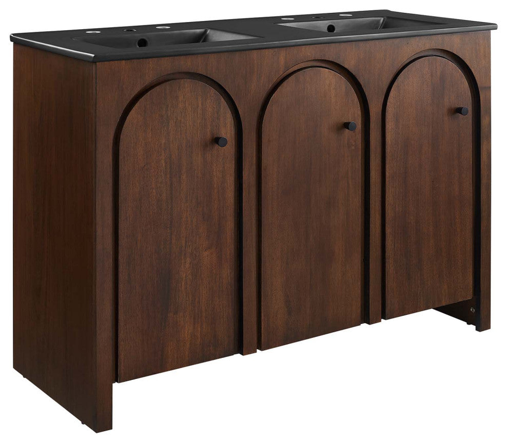 Appia 48" Double Sink Bathroom Vanity - Walnut Black