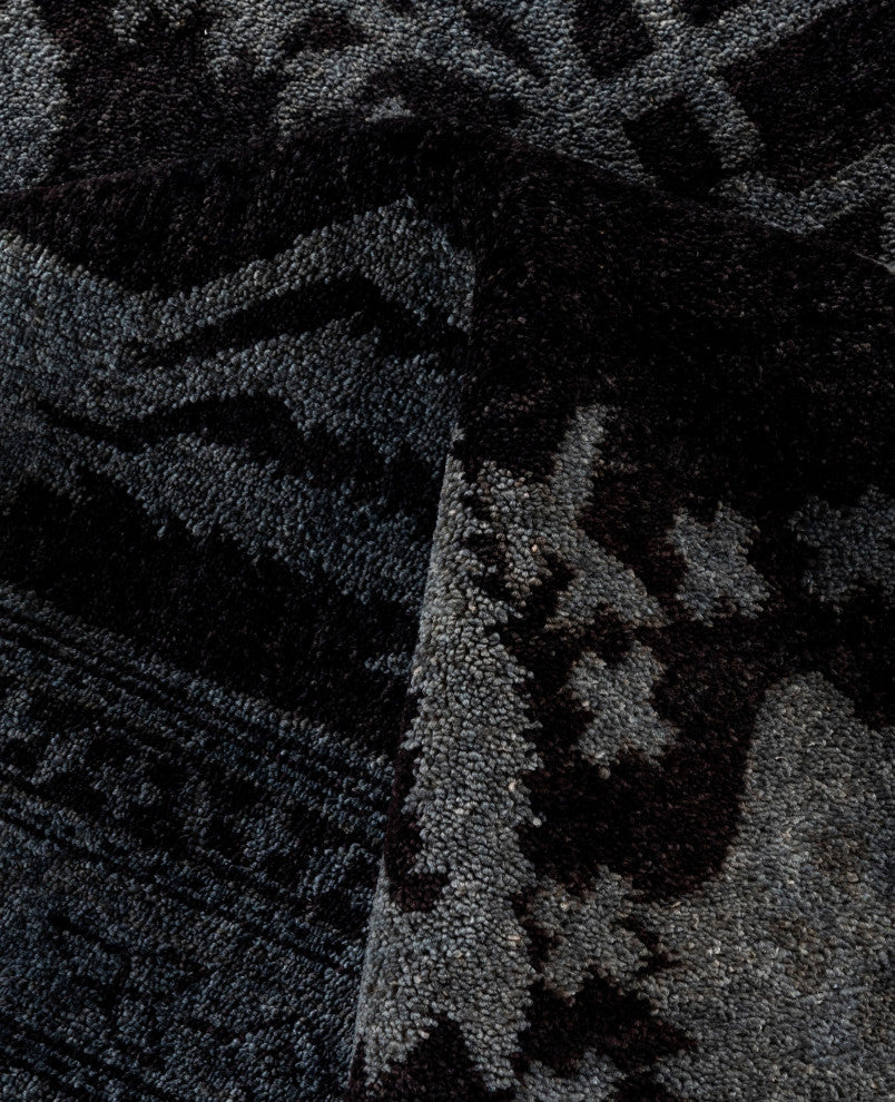 Overdyed One-of-a-Kind Hand-Knotted Area Rug Black, 10' 5" x 14' 8"