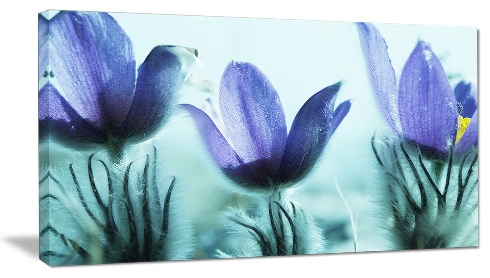 Purple Flowers with Large Petals, Large Flower Canvas Wall Art, 32"x16"
