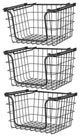 Oceanstar Stackable Metal Wire Storage Basket Set of 3, Black, Tall