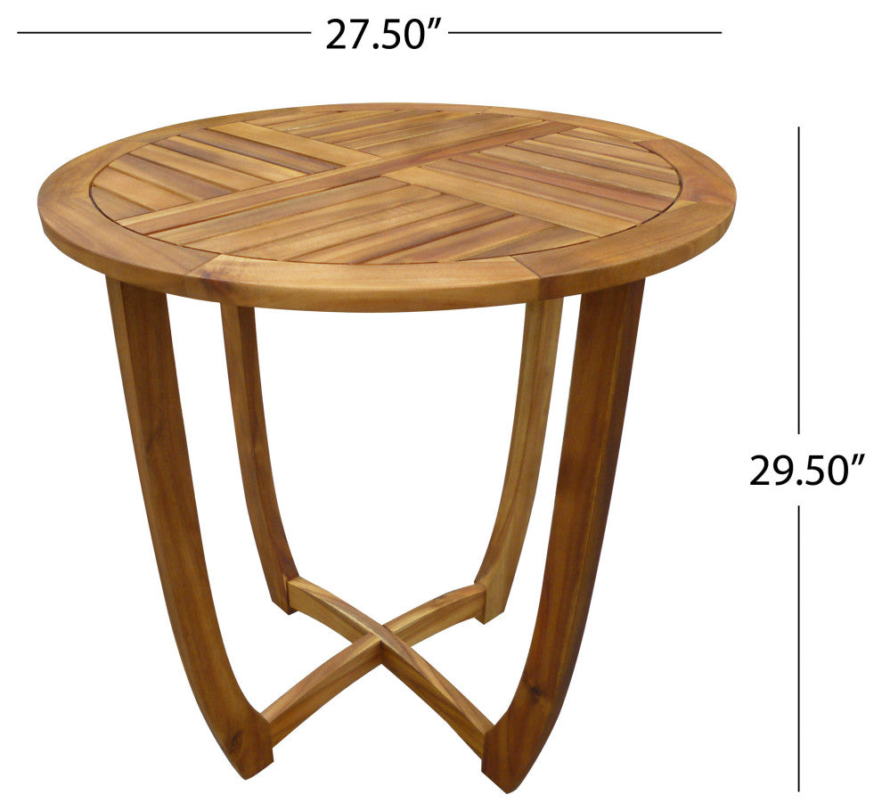GDF Studio Navarro Outdoor Acacia Wood Bistro Table, Teak