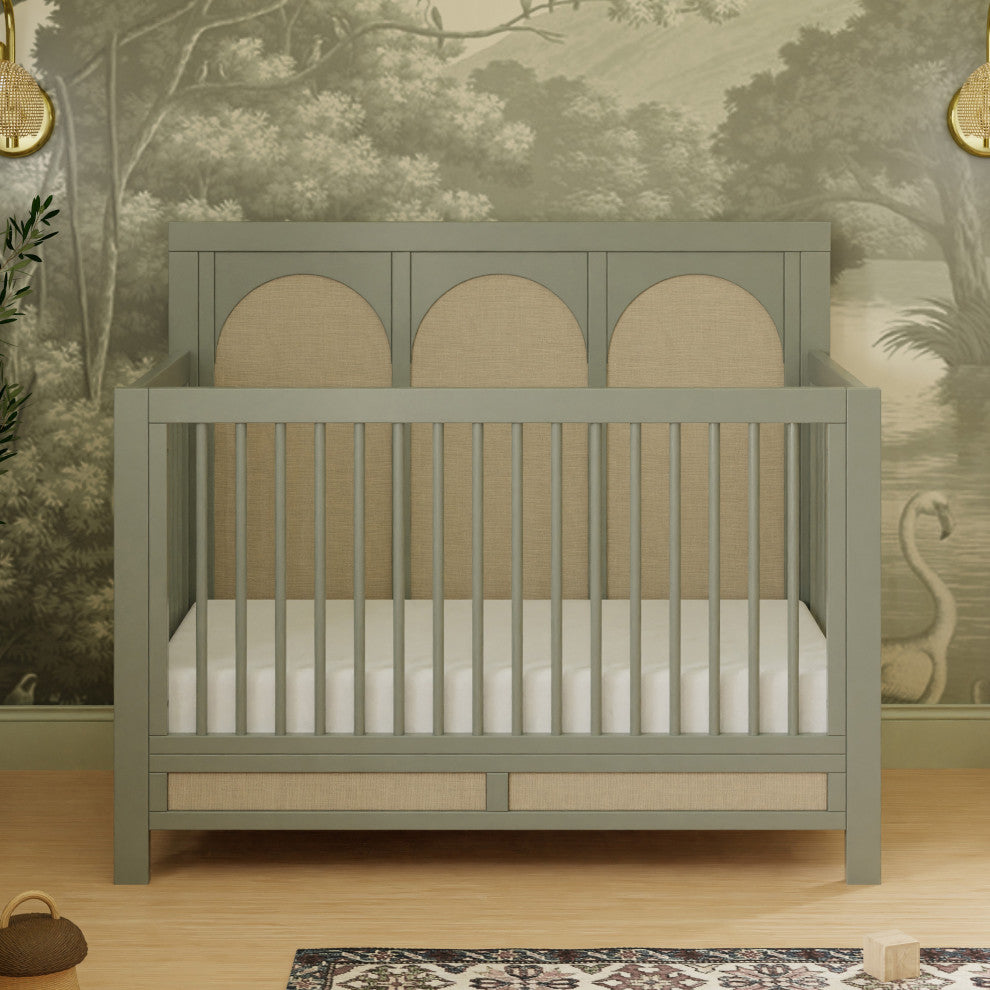 Eloise 4-in-1 Convertible Crib, French Sage and Performance Sand Eco-Weave