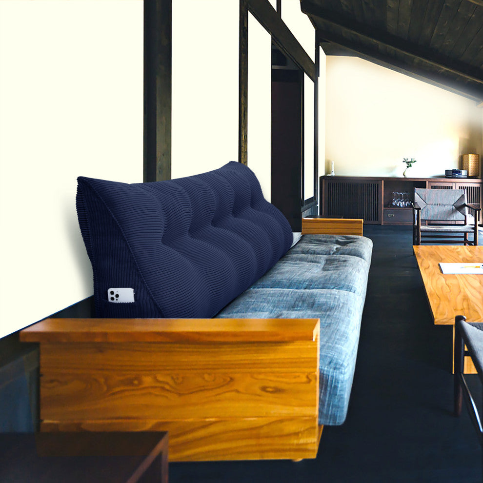 Wedge Pillow, Headboard Cushion, Reading Pillow, Dark Blue, 76x20x8