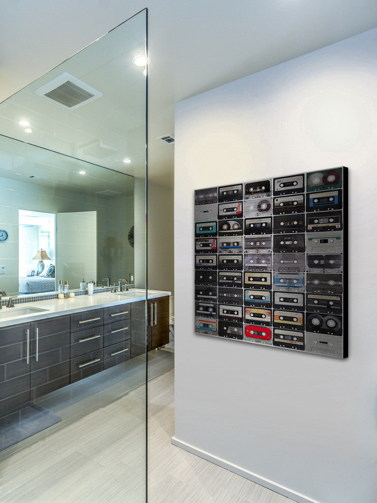 "Cassette Rows" Painting Print on Brushed Aluminum, 18"x18"