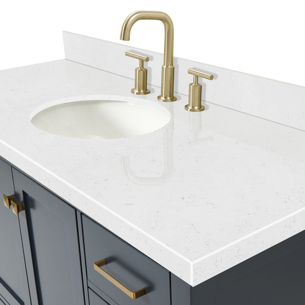 Ariel Cambridge 54" Single Oval Sink Vanity, Carrara Quartz