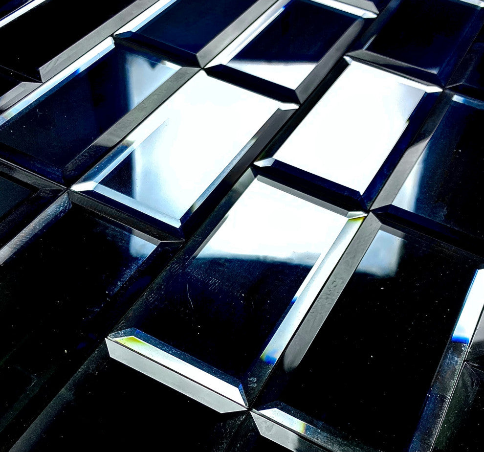 Reflections 3x6 Jewelry Beveled Glass Mirror Subway Tile in Graphite
