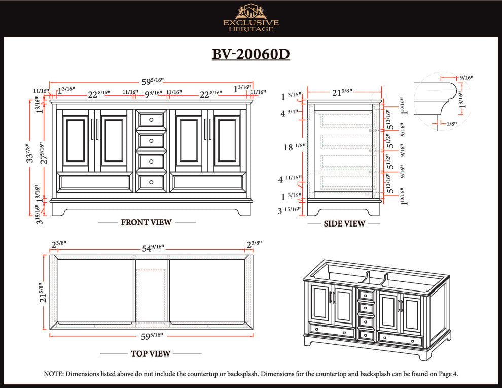 60" Double Sink Bathroom Vanity Base