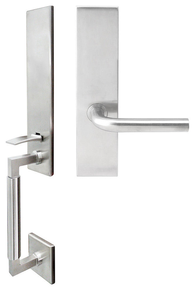 Cologne Lever, Mortise Dummy Handleset, Left Hand, Satin Stainless Steel