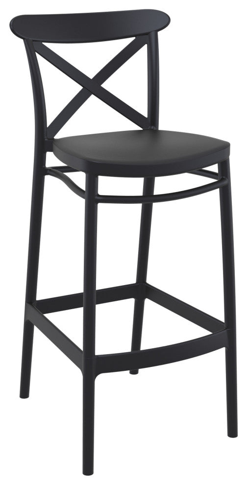 Cross Bar Stool, Set of 2, Black