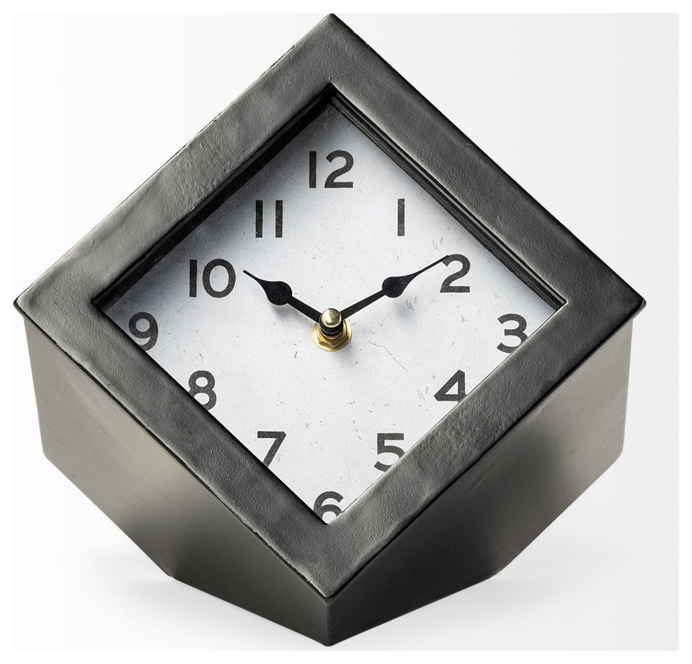 Ralph II Black Metal Cube Table Clock