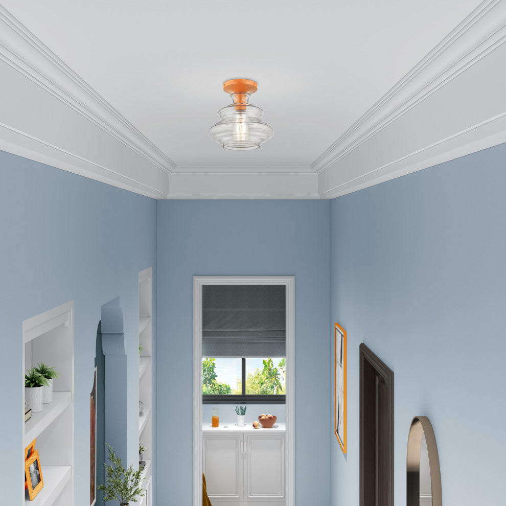 1 Light Shiny Orange Semi-Flush