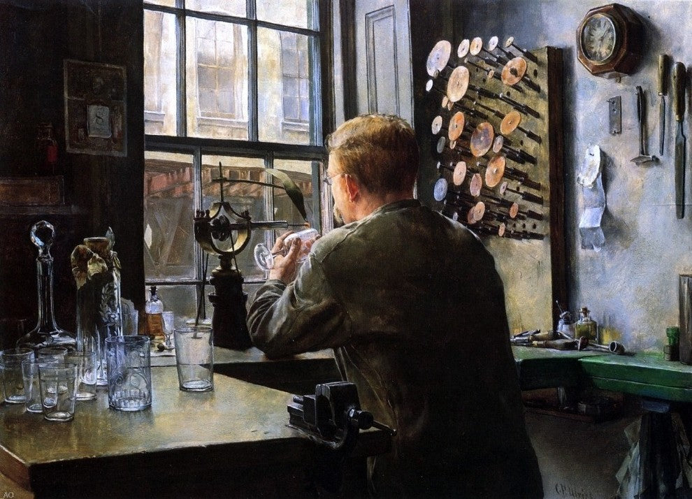 Charles Frederic Ulrich A Glass Engraver - 18" x 27" Premium Canvas Print