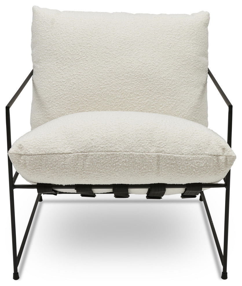 Trent Accent Chair, White Boucl