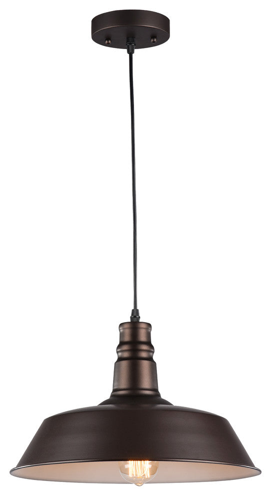 Ironclad Industrial-Style 1-Light Rubbed Bronze Ceiling Mini Pendant, 14" Wide