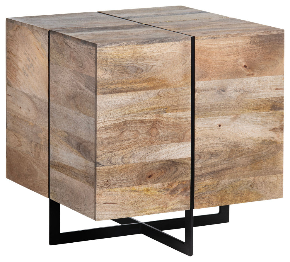 Brennon Mango Wood and Iron End Table, Natural