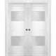 Interior Double Pocket Doors 64x84 in Opaque Glass | Sete 6222 White Silk