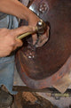 19" Oval Copper Sink with Flower Motif