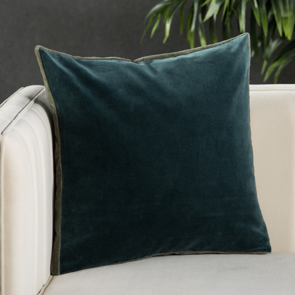 Jaipur Living Bryn Solid Throw Pillow, Teal, Poly Fill