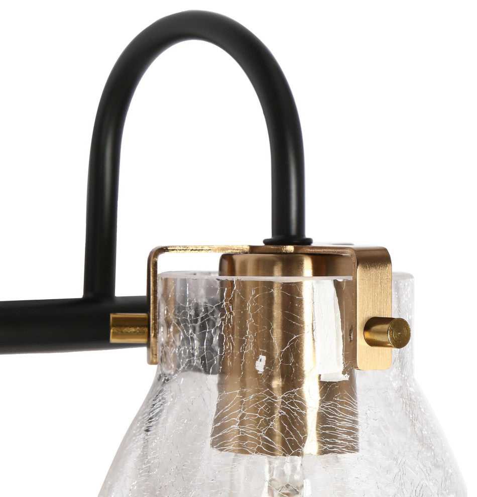 LNC Dawn Polished Gold Modern Crakled-Glass Wall Sconce, 3 Lights