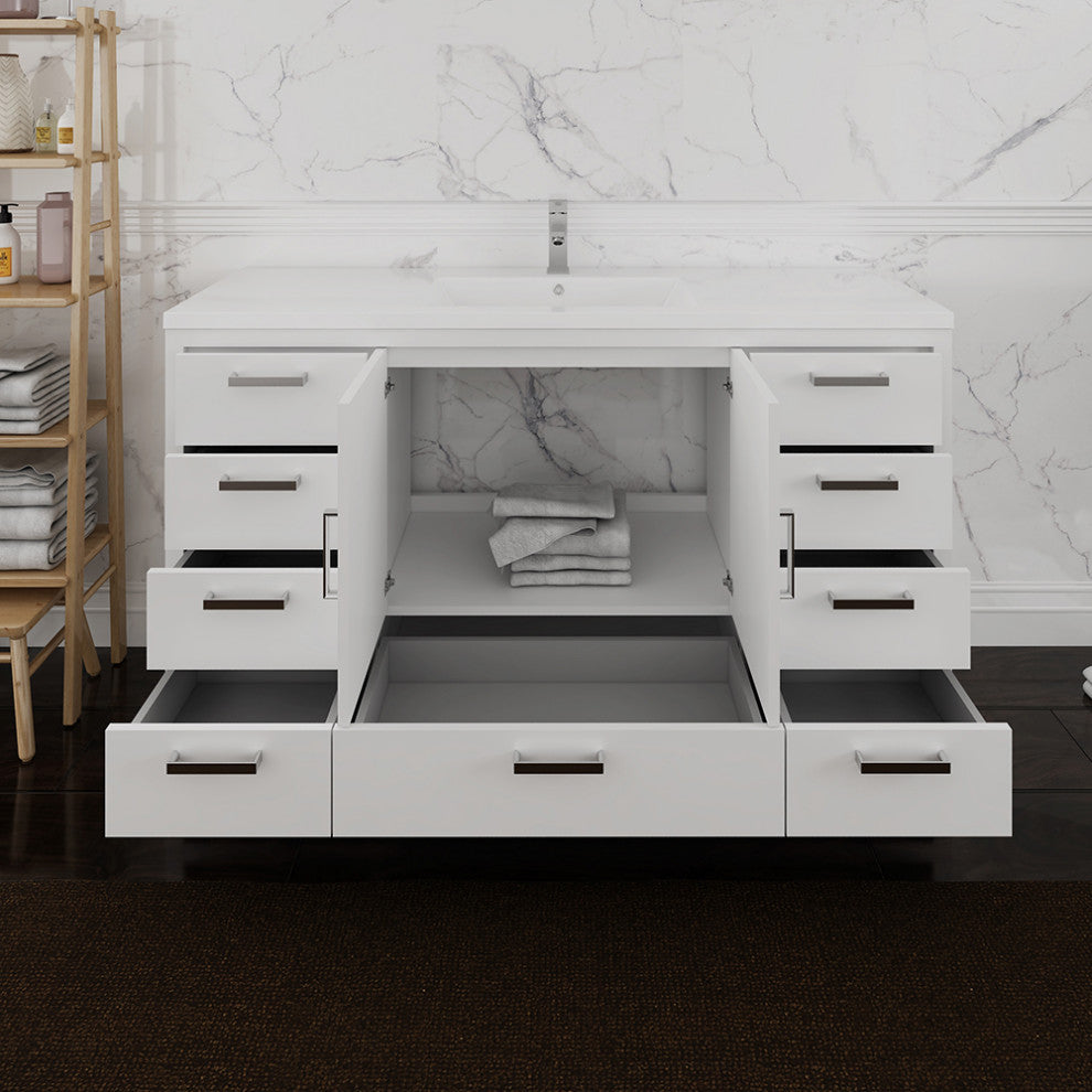 Fresca Imperia 60" Gloss White Cabinet With Integrated Single Sink