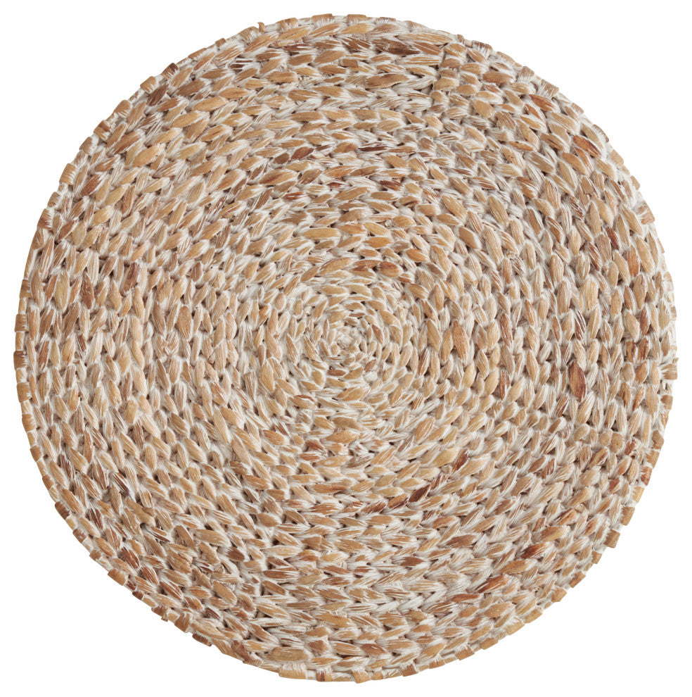 Water Hyacinth Placemats With Woven Design, Set of 4, White