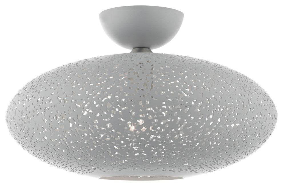 Livex Lighting Charlton 1 Light Nordic Gray, Brushed Nickel Accents Semi-Flush