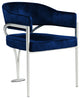 Madelyn Upholstered Dining Chair, Set of 2, Navy, Velvet, Silver Finish