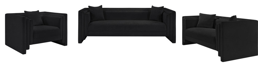 Everett Upholstered Chair, Black, Chenille Fabric