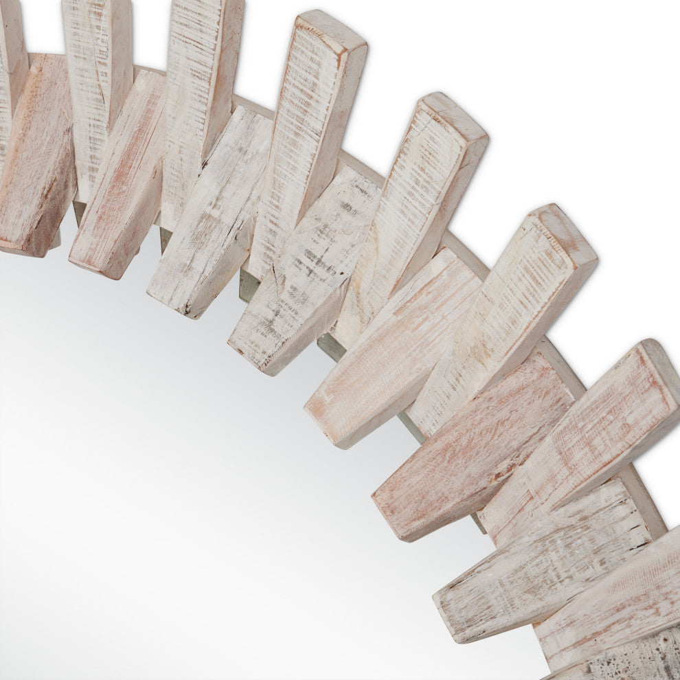 Diza Round Whitewash Mirror