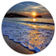 Calm Seashore With Blue Waves, Seashore Art Round Metal Wall Art, 36"