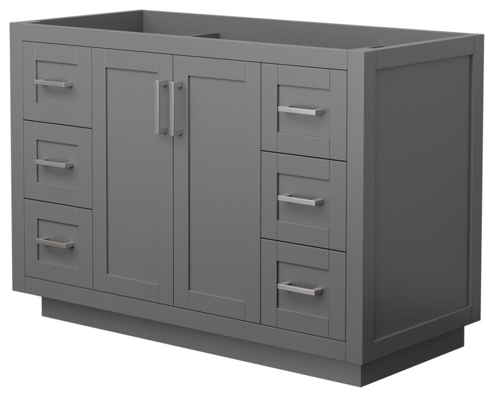 Miranda 48" Dark Gray Single Vanity, No Top, No Sink, Nickel Trim
