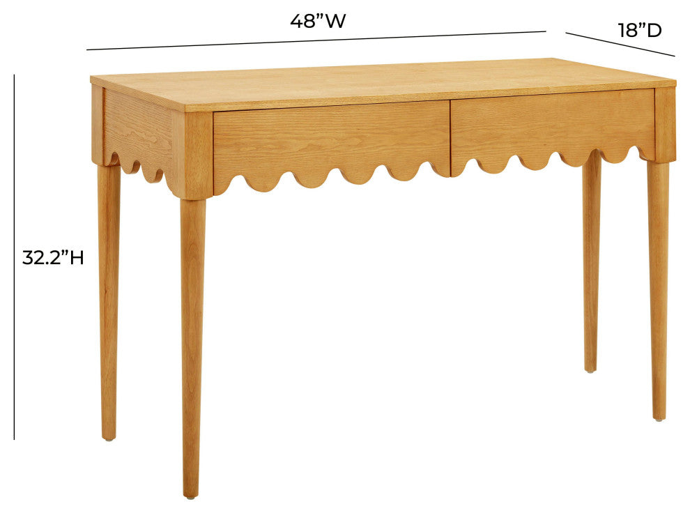 Oodle Natural Ash 2-Drawer Desk Natural