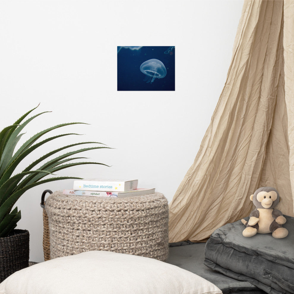 Small Blue Jellyfish Underwater Wildlife Photography Unframed Wall Art Print, 8" X 10"