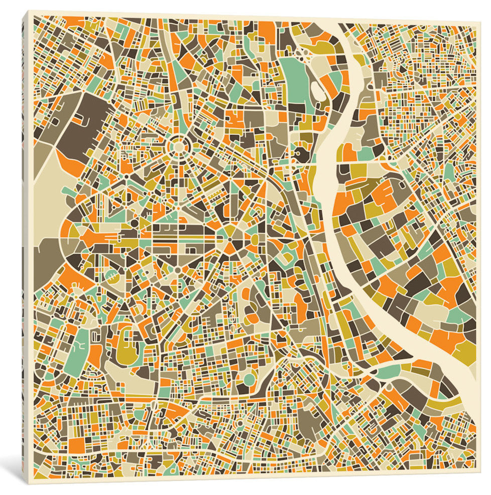 "Abstract City Map of New Delhi" by Jazzberry Blue, 18x18x1.5