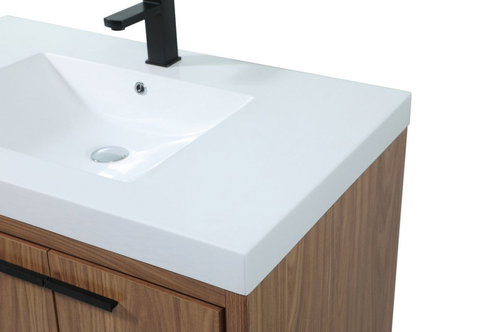Walker Walnut Brown-Light Bathroom Vanity, Walnut Brown, 36"