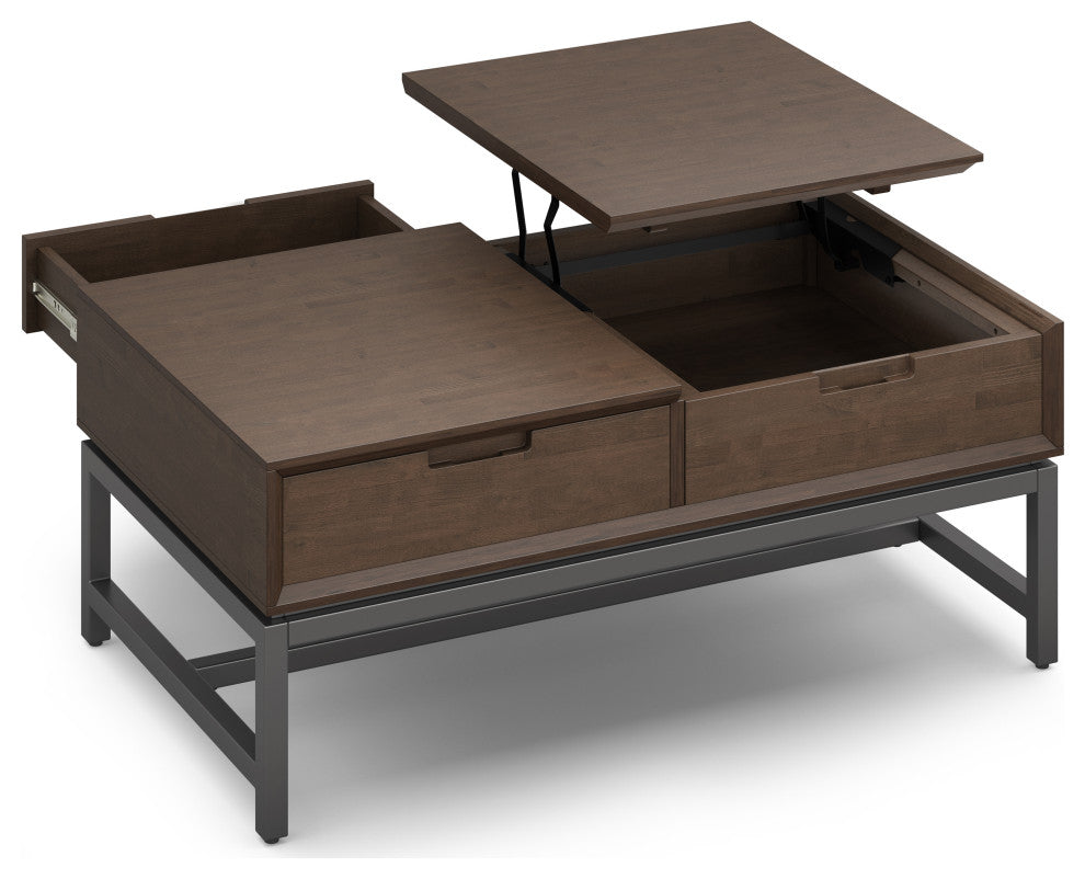 Banting Solid Hardwood Lift Top Coffee Table, Walnut Brown