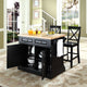 Butcher Block Top Kitchen Island in Black Finish With 24"x-Back Stools