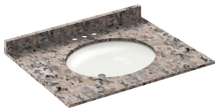 31x22 Burlywood Granite Vanity Countertops, 4 Faucet Spread