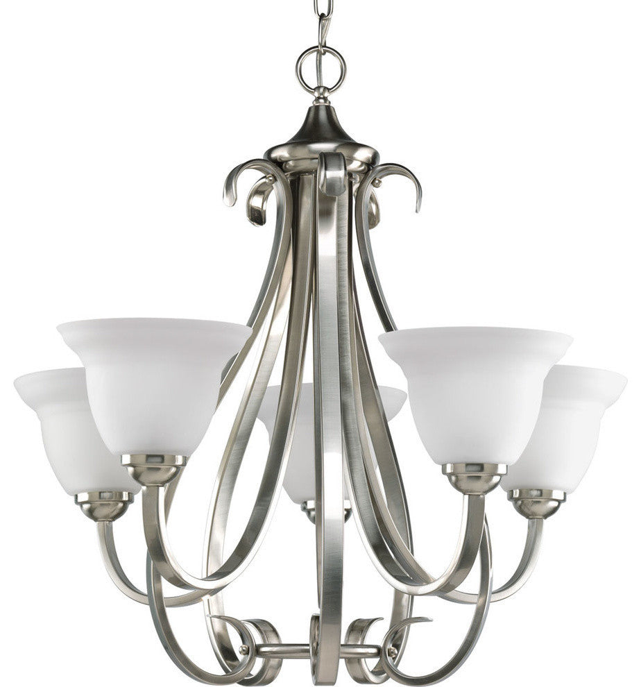 Torino 5-Light Chandelier, Brushed Nickel and Etched
