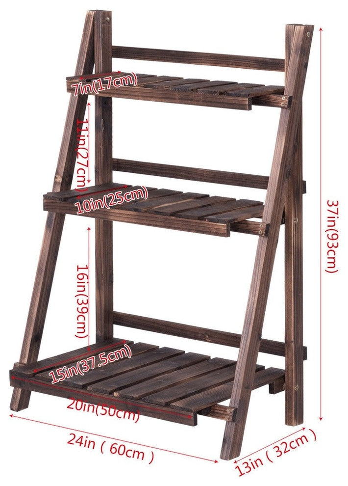 Modern 3-Tier Outdoor Wood Design Folding Display Flower Stand