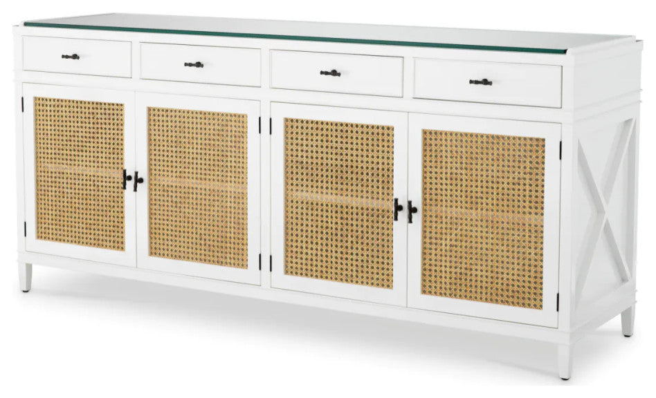 Natural Cane 4-Door Dresser, Eichholtz Bahamas