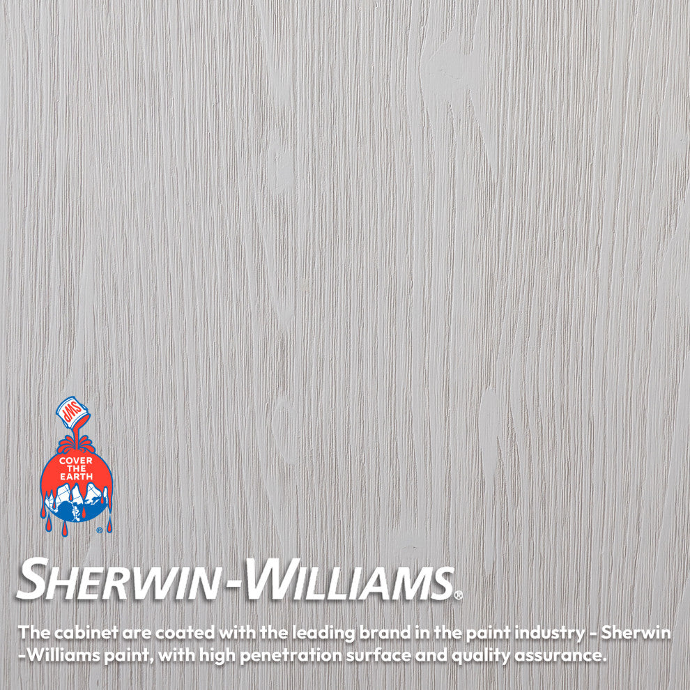 Leon Bath Vanity With Composite Stone Top, Washed White, 36", No Mirror