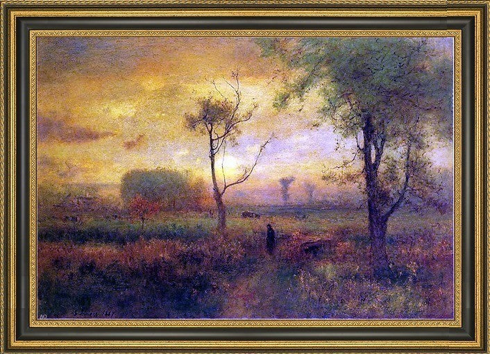 George Inness Sunrise Framed Premium Canvas Print, 18"x27"