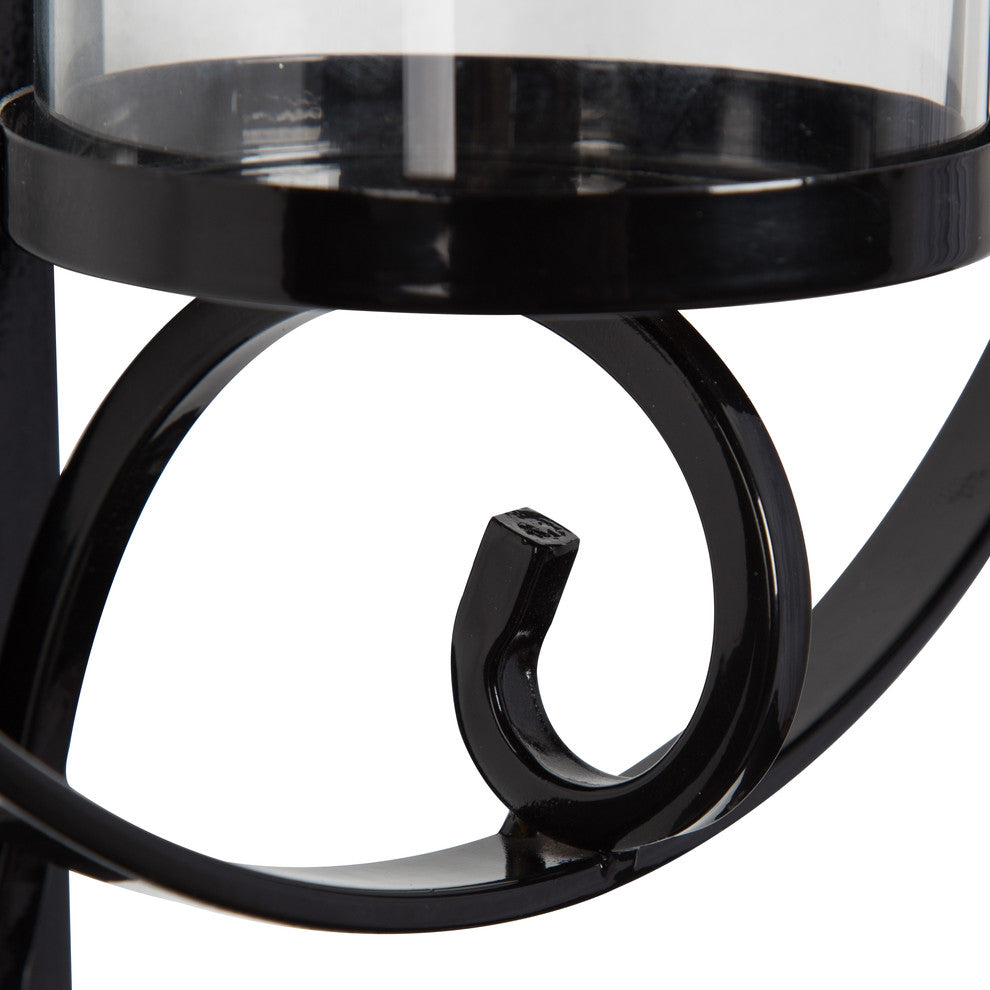 Kate and Laurel Doria Metal Wall Candle Holder Sconce, Black