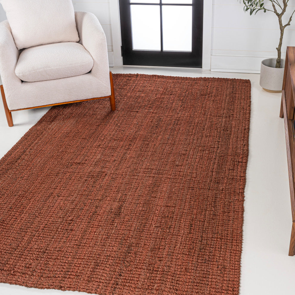 Pata Hand Woven Chunky Jute Terracotta 3 ft. x 5 ft. Area Rug