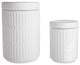 Round Ceramic Canister with Top Lid Matte White Finish, Set of 2